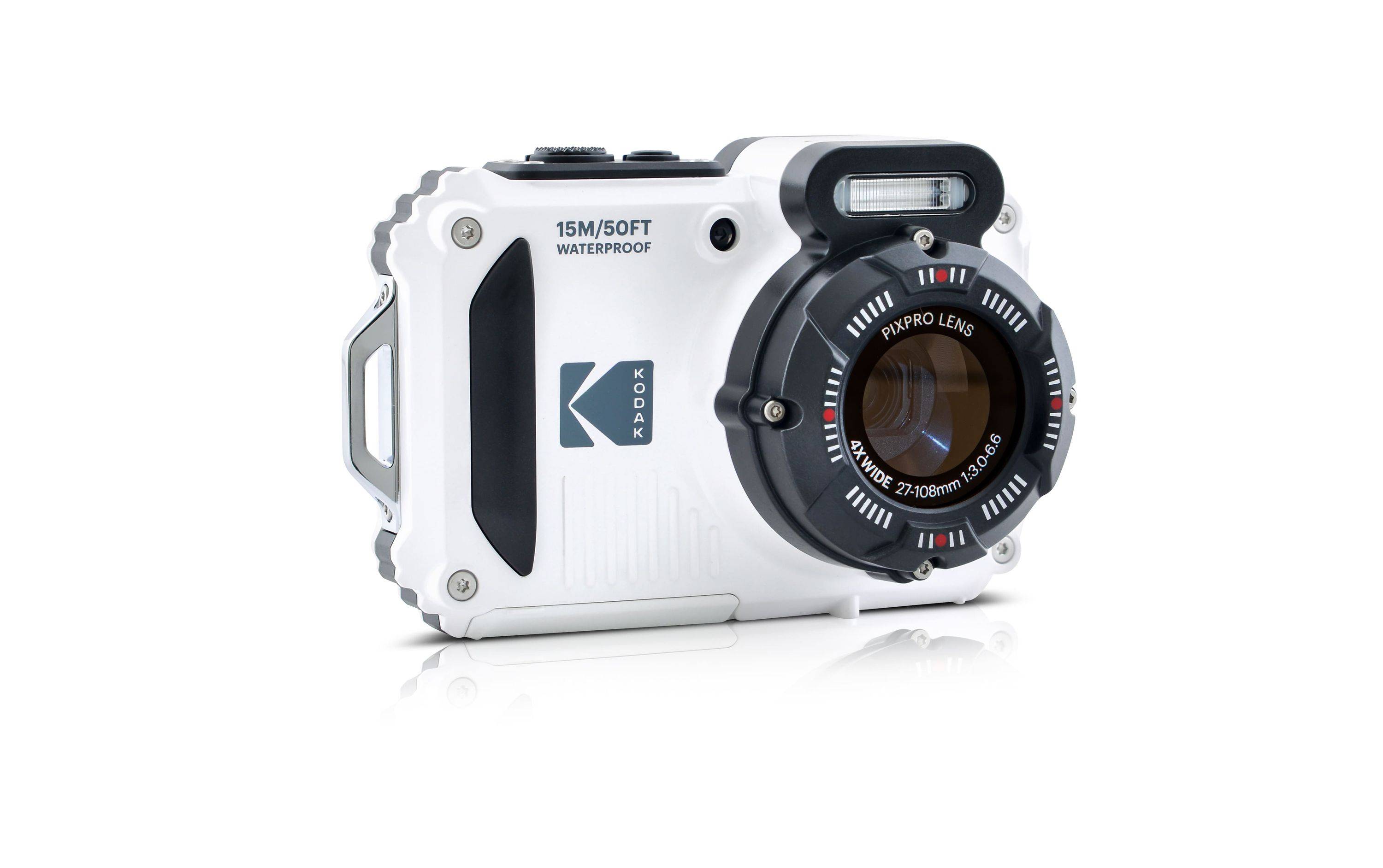 Kodak Pixpro WPZ2 Digitalkamera weiß- 16MP, 1080p HD Video, 4-fach optischer Zoom, Wasserdicht bis 15m, Stoßfest, Wi-Fi, Lithium-Ionen-Akku