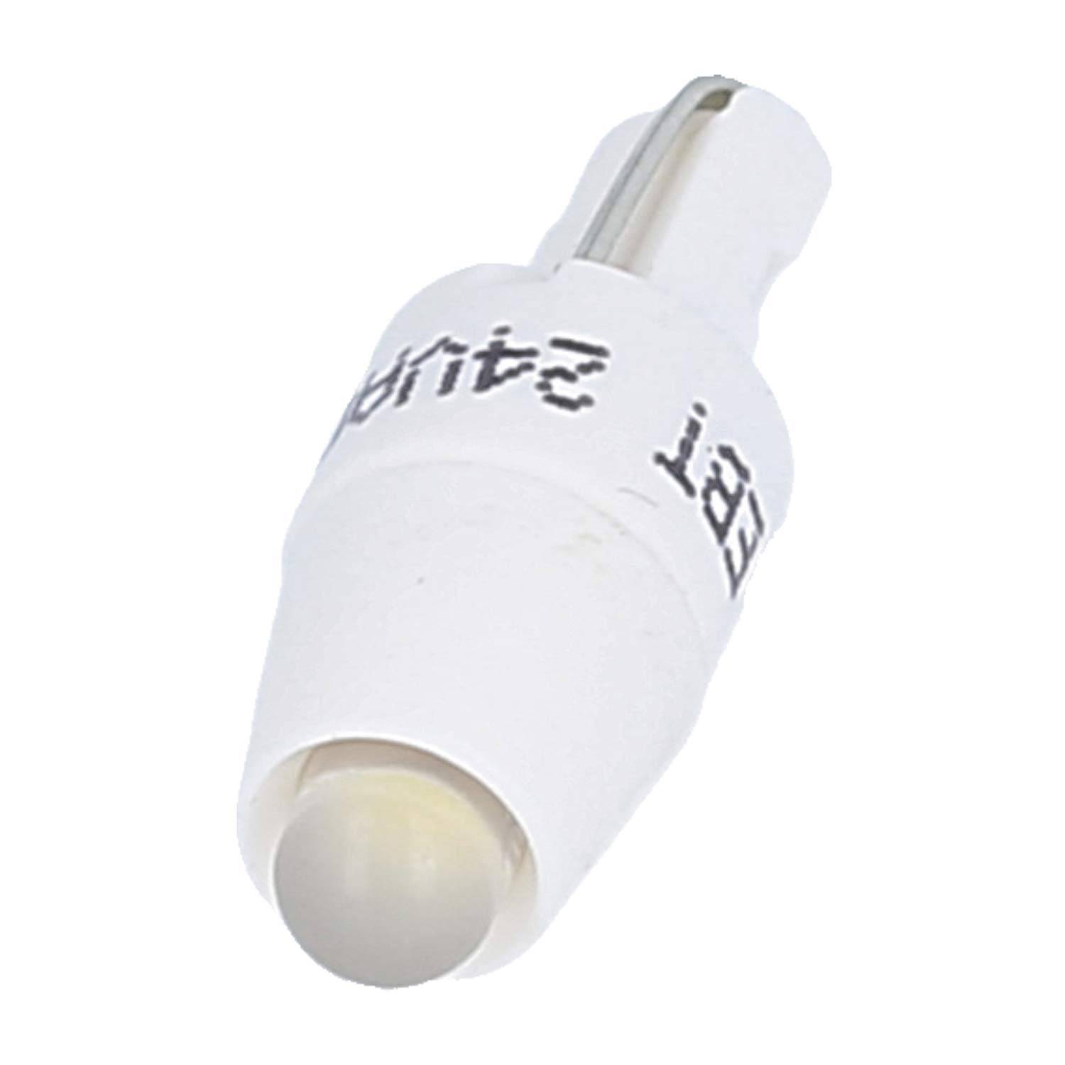 Eine T5 LED-Lampe in einem weißen Gehäuse, gekennzeichnet mit '2SMDT 24VDC', die häufig in der Armaturenbrettbeleuchtung von Kraftfahrzeugen verwendet wird, um Helligkeit und Effizienz zu verbessern.