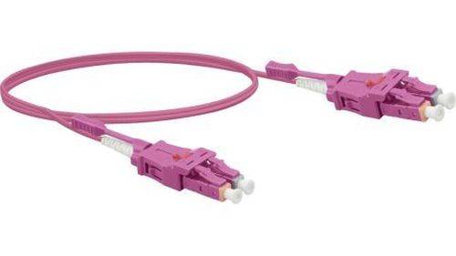 LWL Patchkabel Uniboot, 50/125 µm, OM4-Faser, LC Duplex Stecker/ LC Duplex Stecker, UPC, erikaviolet