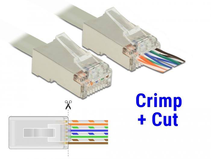 CAT 6 RJ45 Crimp+Cut Stecker STP, 20 Stück