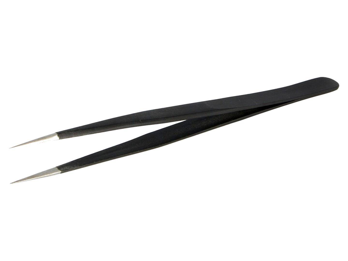 ESD Pinzette, 110mm, rostfreier Stahl, Spitzenform: Gerade, spitz, 0,5mm