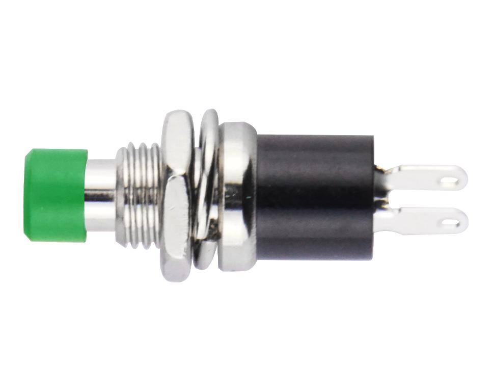 Mini Drucktaster HQ, 1-polig, Schließer OFF-(ON) - Farbe: grün