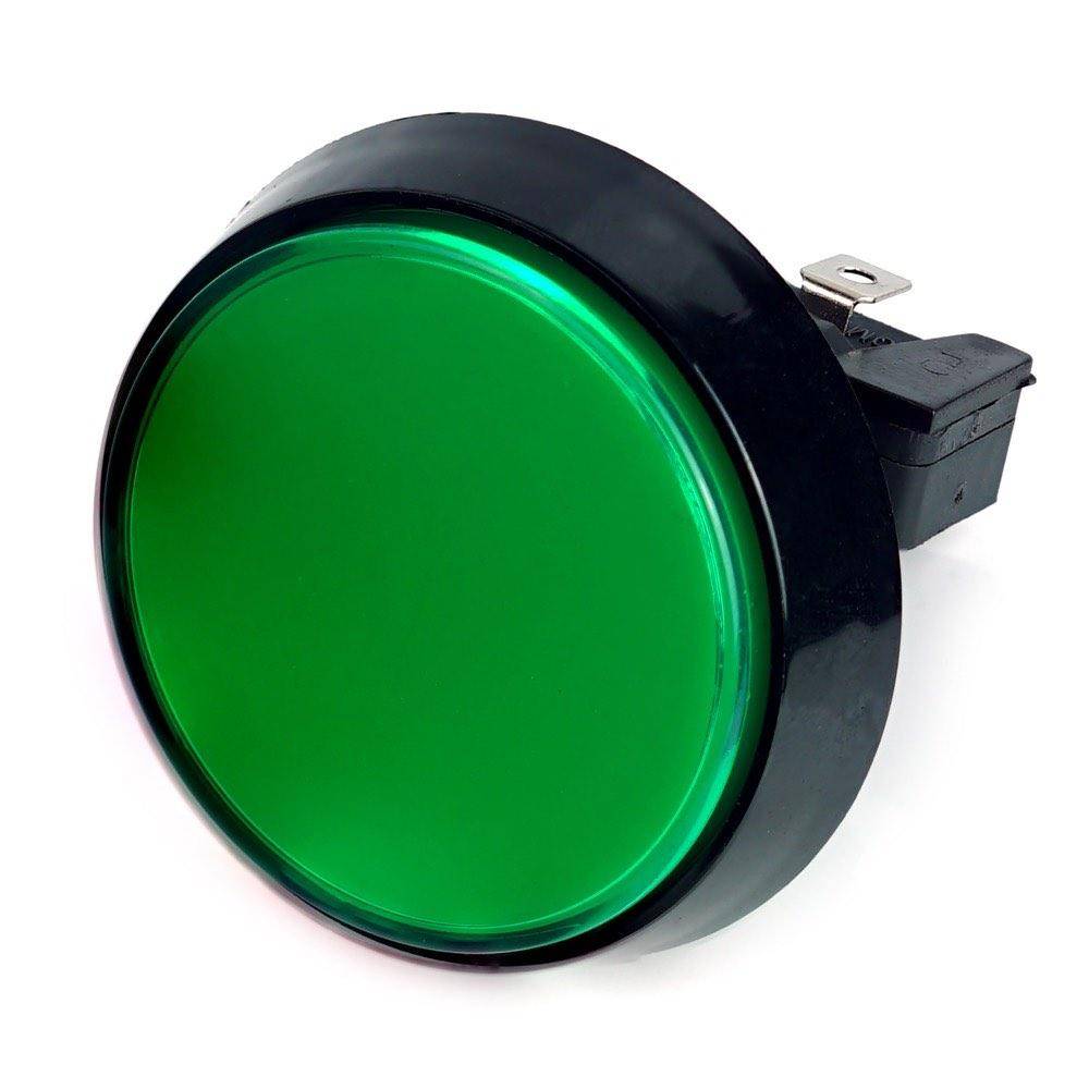 Large Arcade Button, 60mm, beleuchtet (LED 12V DC) - Farbe: grün