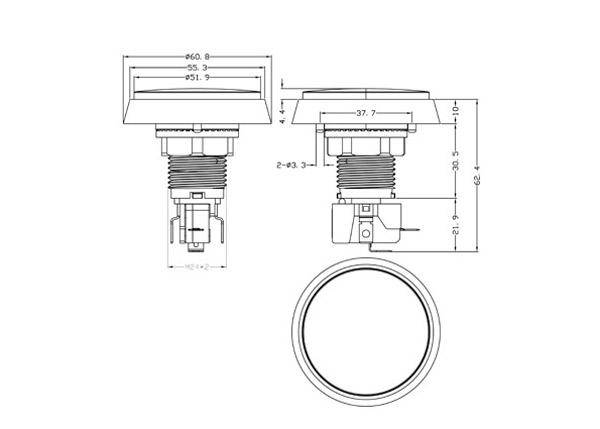 Large Arcade Button, 60mm, beleuchtet (LED 12V DC) - Farbe: grün