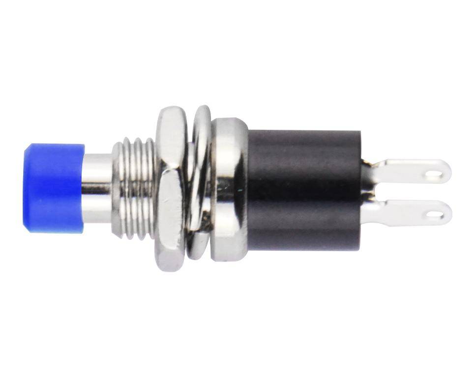 Mini Drucktaster HQ, 1-polig, Schließer OFF-(ON) - Farbe: blau