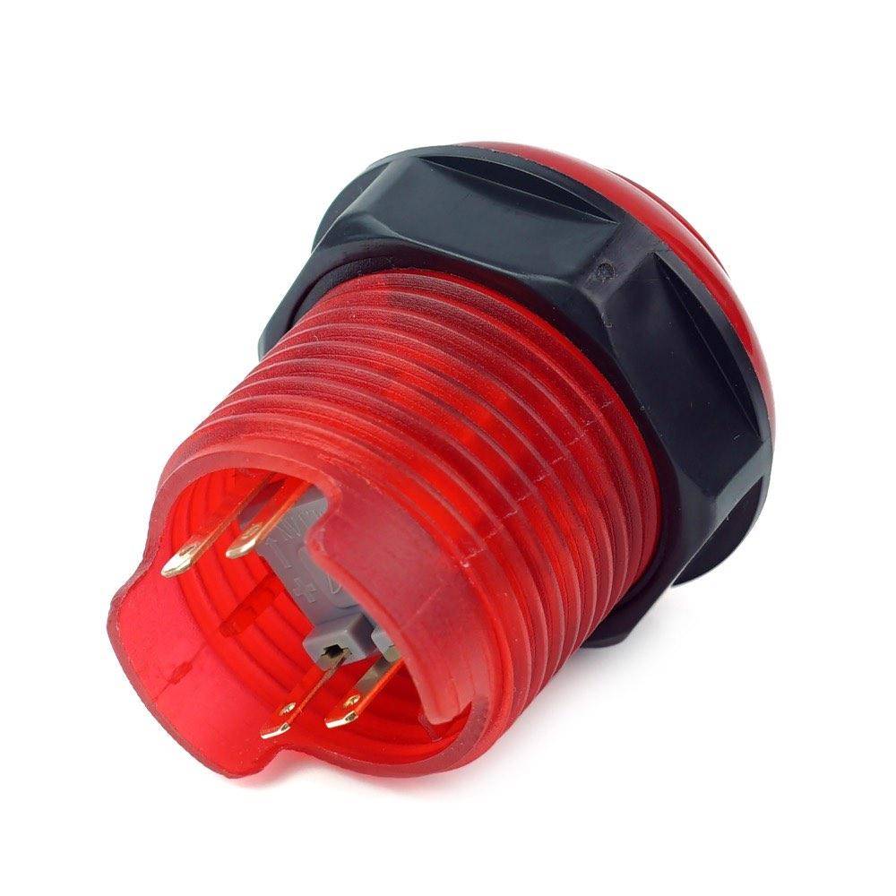 Arcade Button, 30mm, beleuchtet (LED 5V DC), transparent - Farbe: rot