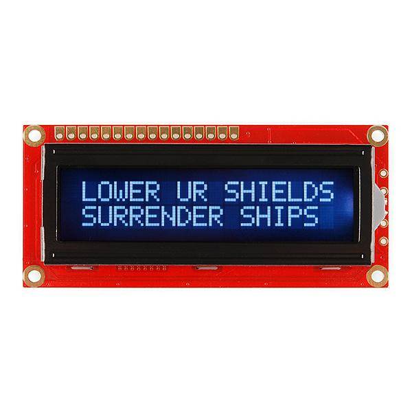 SparkFun Basic LCD, 16x2 Zeichen, Weiß auf Schwarz, 5V, mit Headern