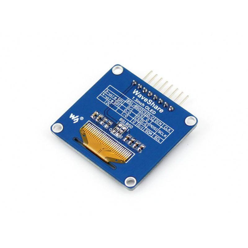 1.3" 128x64 OLED Display Modul, einfarbig (blau), SPI/I2C Interface, horizontale Stiftleiste