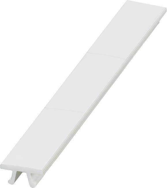 Ein langer, schmaler weißer Kunststoff- oder Metallstreifen, der diagonal über einen einfarbigen Hintergrund verläuft.
