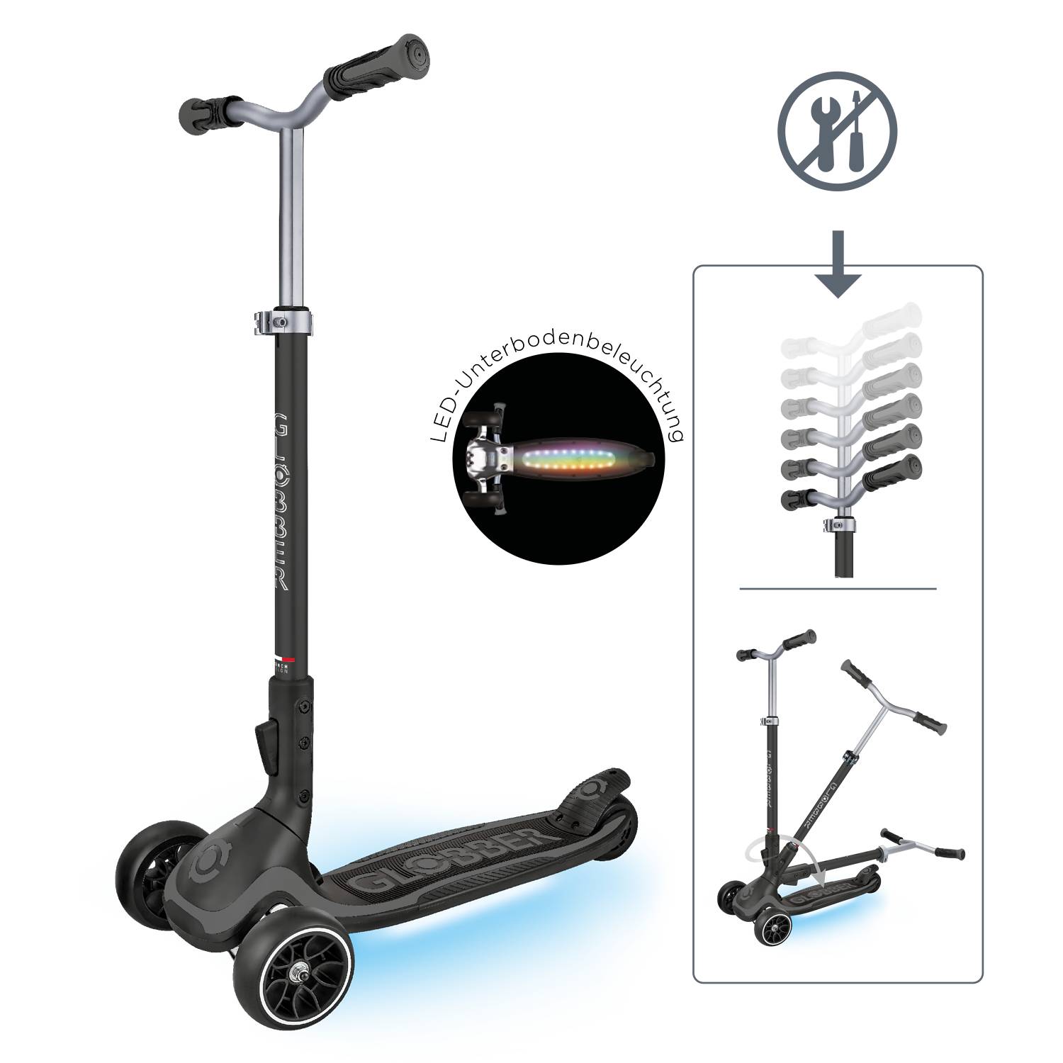 GLOBBER ULTIMUM LIGHTS grau, mit Leuchtmodul