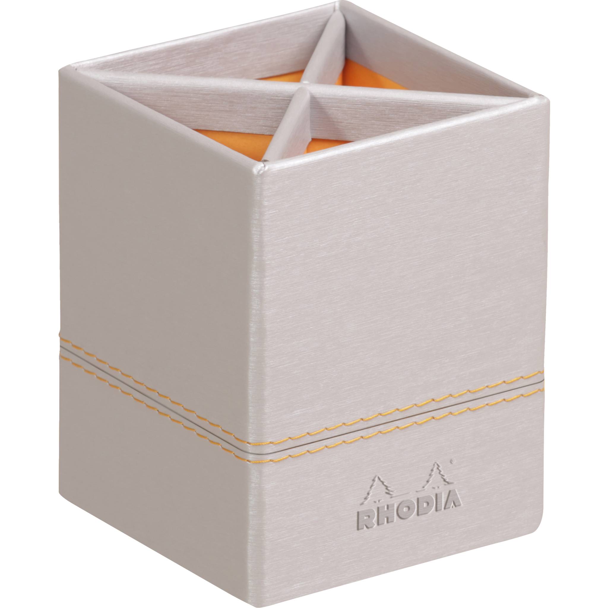 Rhodia Rhodiarama Stifteköcher aus Kunstleder, 8x8x11cm - Silber 318811C