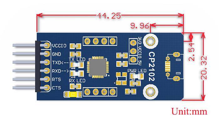 Waveshare CP2102 micro USB zu UART Brücke, USB-zu-Seriell, 12Mbit/s, 300bps-1Mbit/s, 3,3V-5V