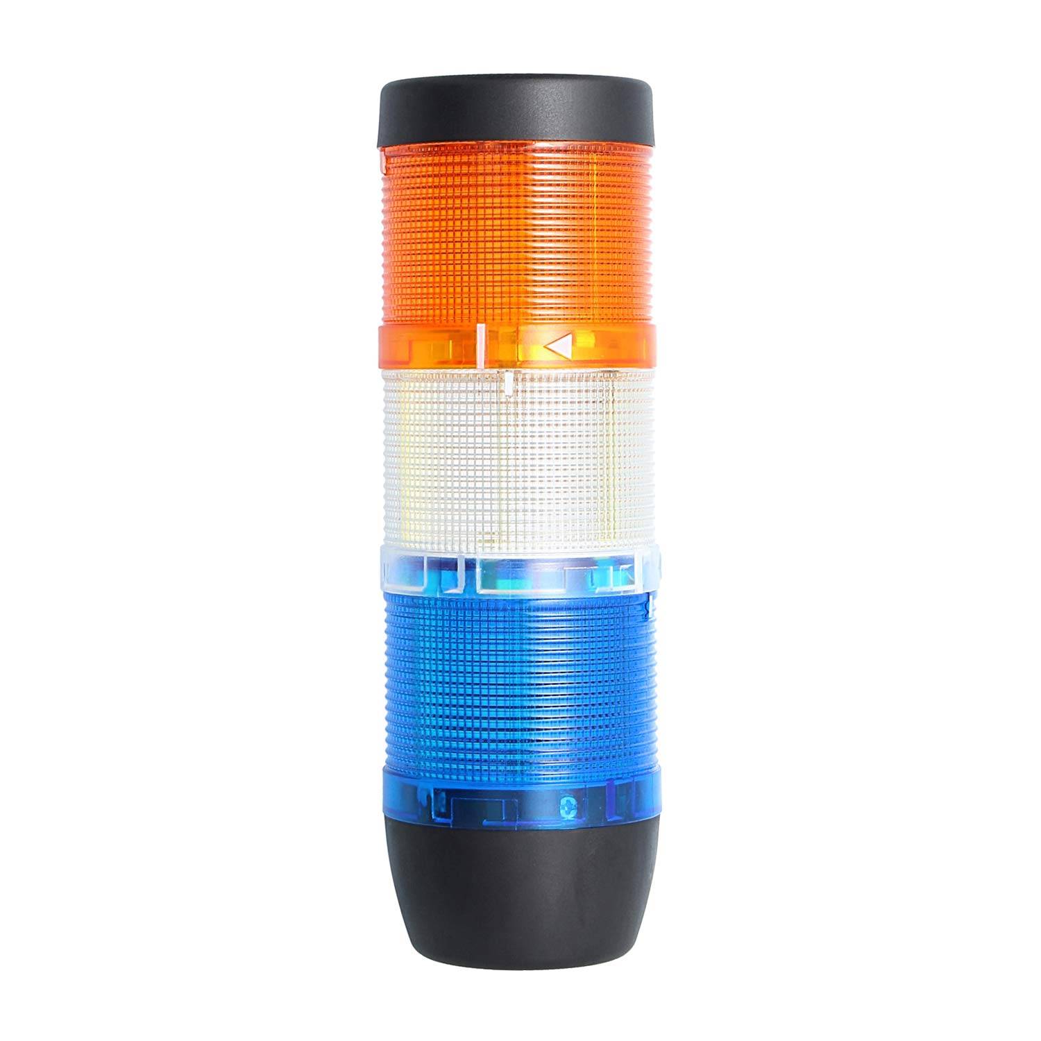 127412 STEX24 Signalsäule blau-weiß-gelb, 70mm, 24V AC/DC, LED-Blinklicht SS70-OB3/24 115 MaßeLänge216,0mm, Durchmesser