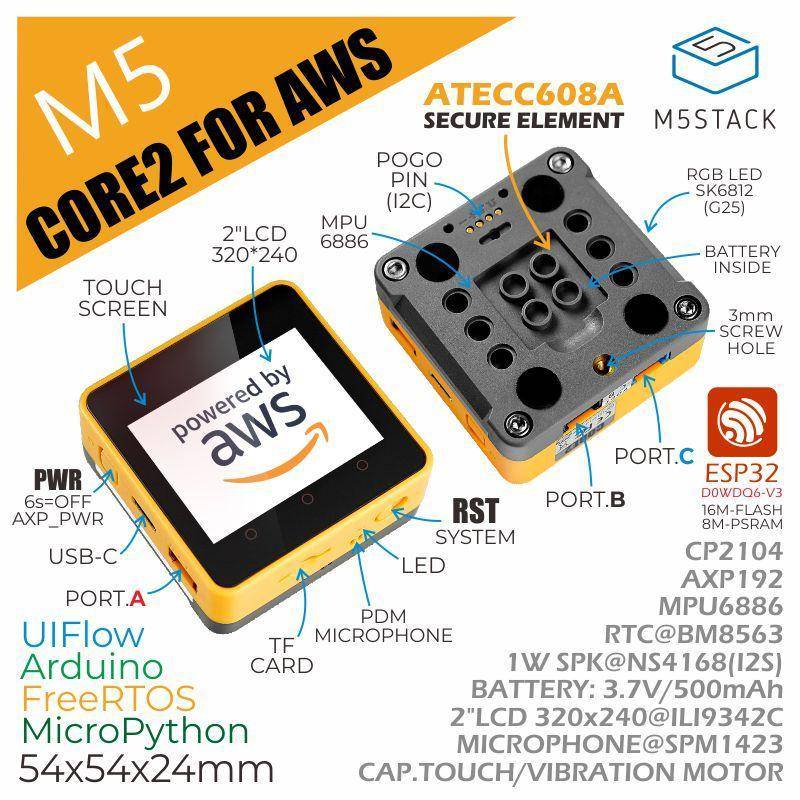 M5Stack Core2 ESP32 IoT Development Kit for AWS IoT EduKit