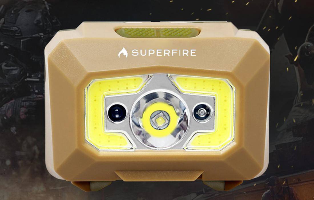Superfire X30, LED Kopflampe mit berührungslosem Schalter, 500lm, USB