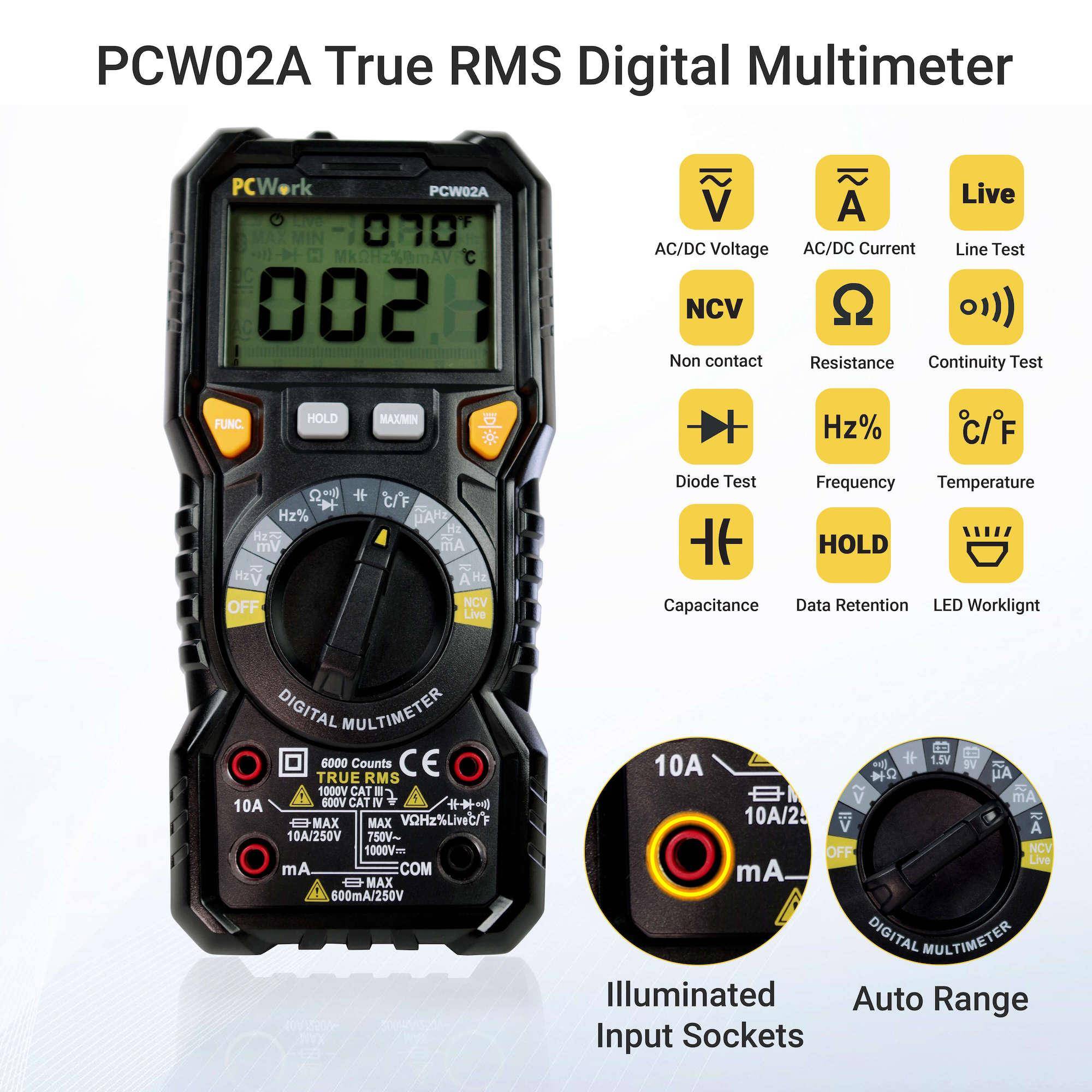PCWork, PCW02A, Digitales True RMS Multimeter