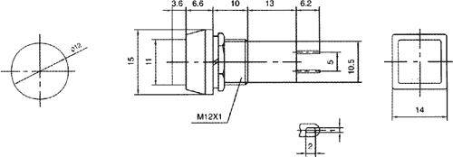 Drucktaster, quadratisch, Schließer - Farbe: schwarz