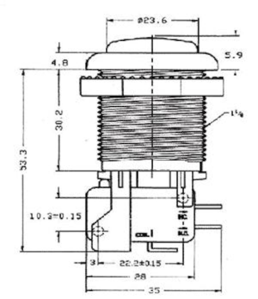 Drucktaster 24mm rund - Farbe: rot