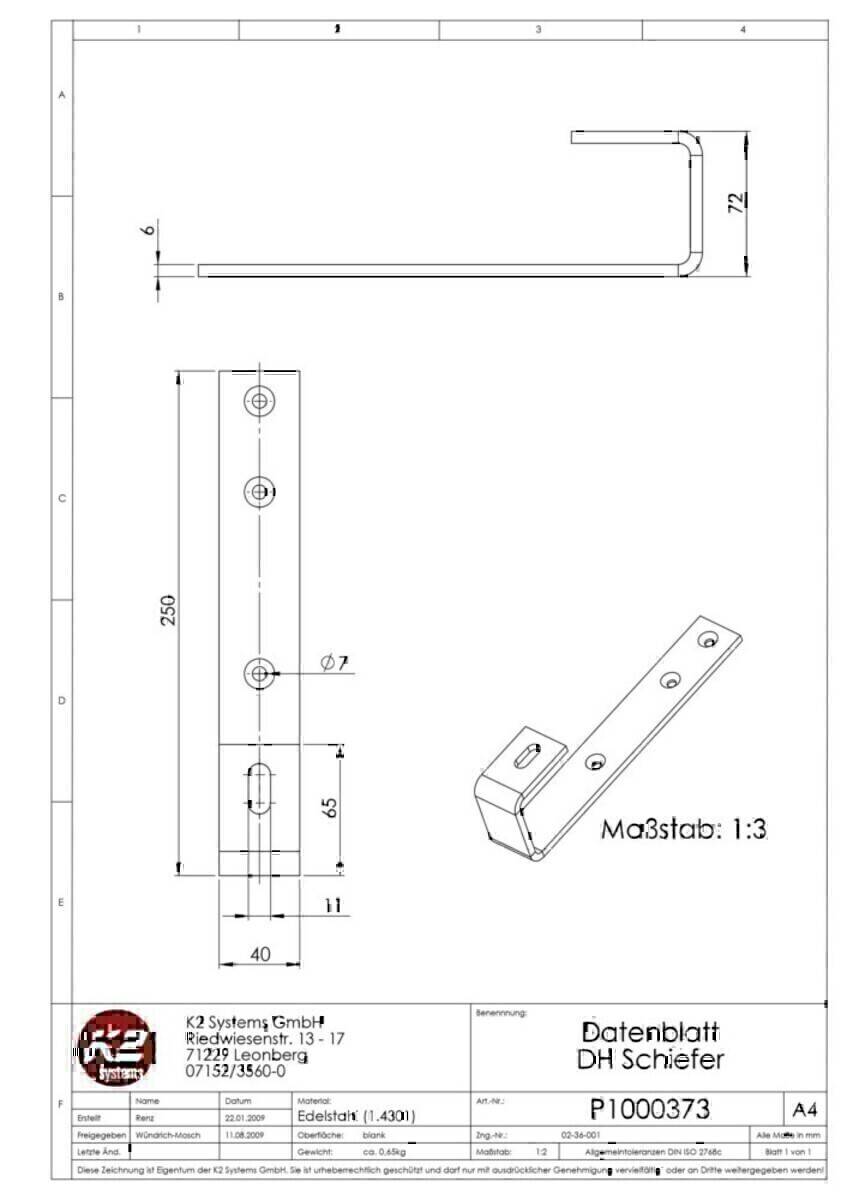 K2 Systems Schieferdachhaken 1000373
