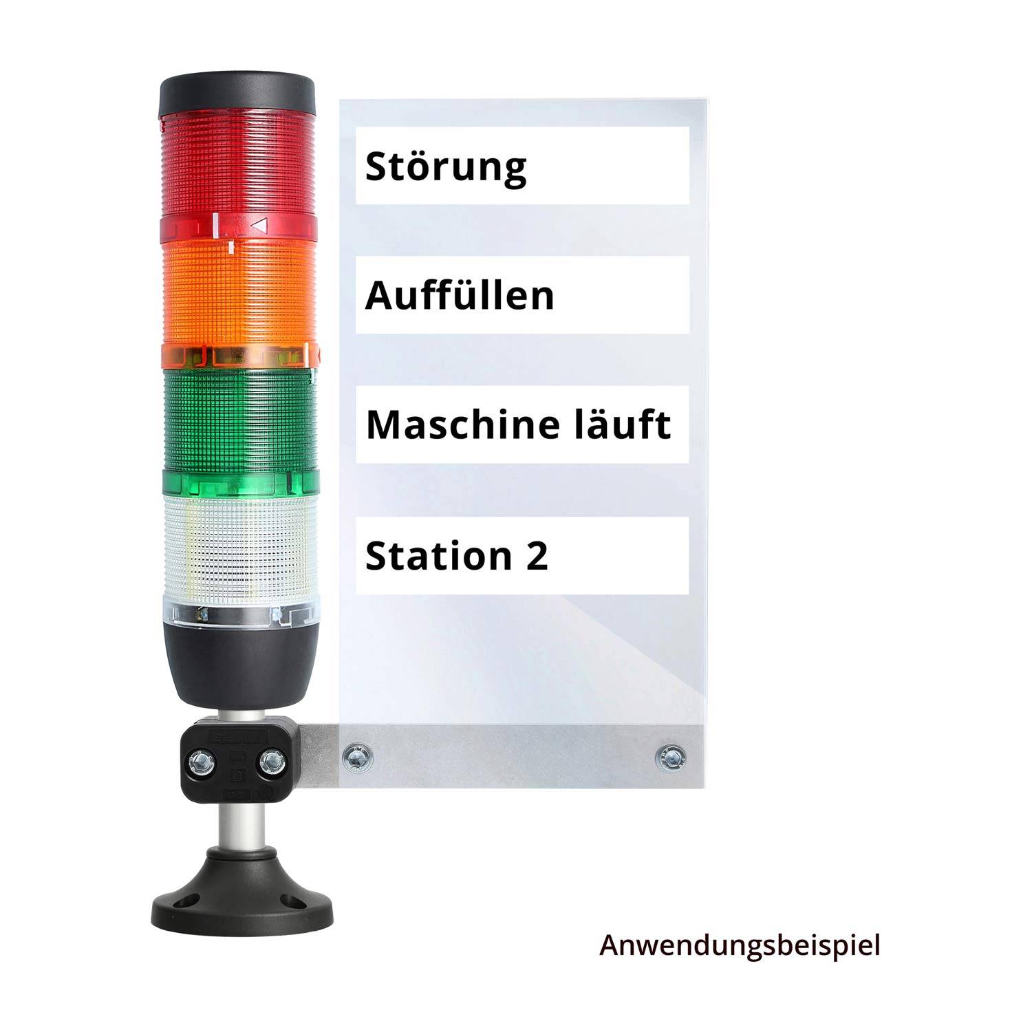 135547 STEX24 BT-H18 104 Beschriftungstafel unbedruckt für vierstufige Signalsäule Werkstoff PA / Aluminium / PMMA -