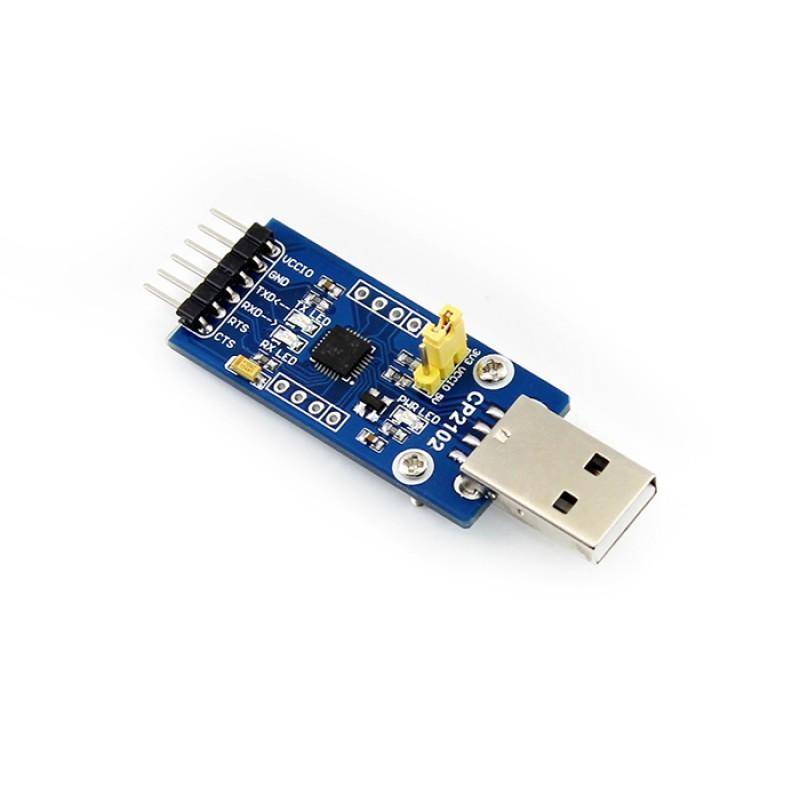 Waveshare CP2102 USB-A zu UART Brücke, USB-zu-Seriell, 12Mbit/s, 300bps-1Mbit/s, 3,3V-5V