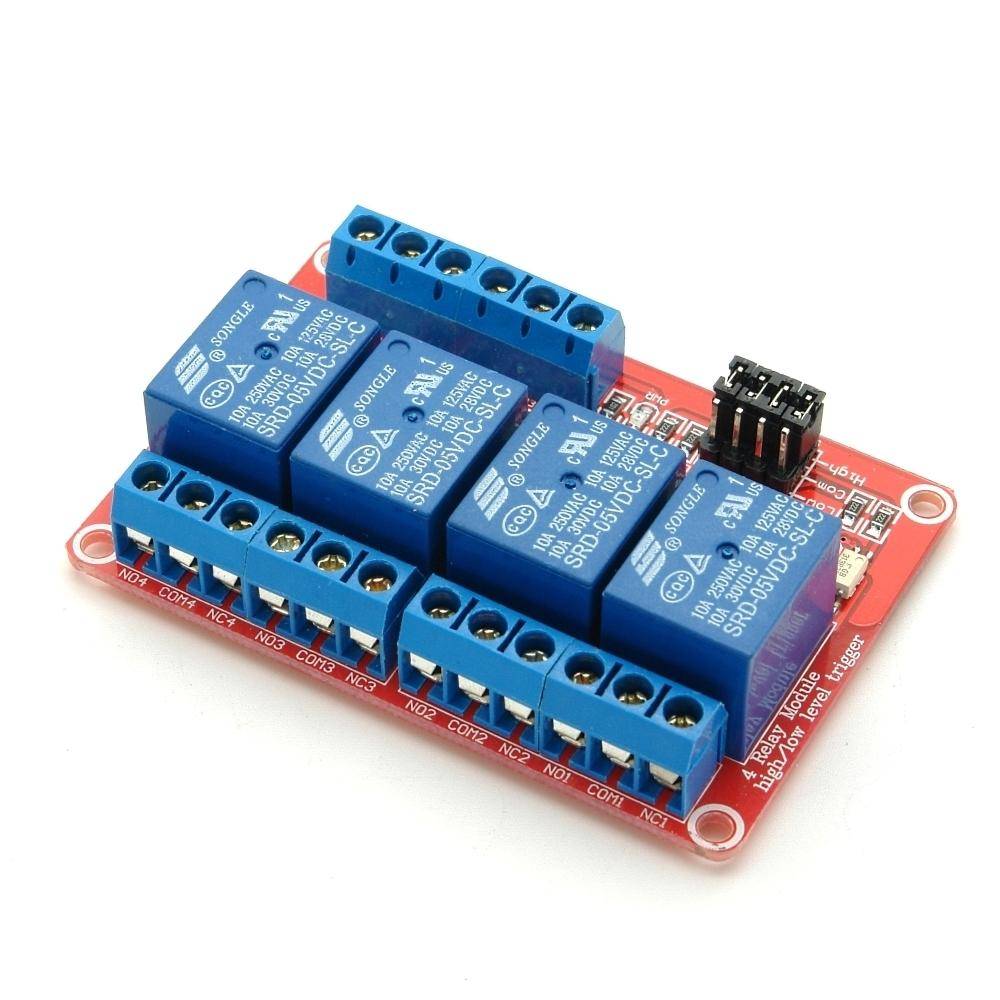 5V 4 Kanal Relais Modul mit definierbarem Schaltsignal (High/Low)