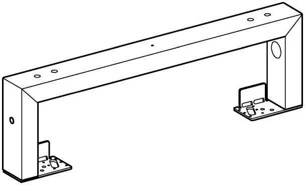 Eine einfache Linienzeichnung eines horizontalen Balkens, der von zwei vertikalen Halterungen gestützt wird, die ein strukturelles Stützsystem darstellt.