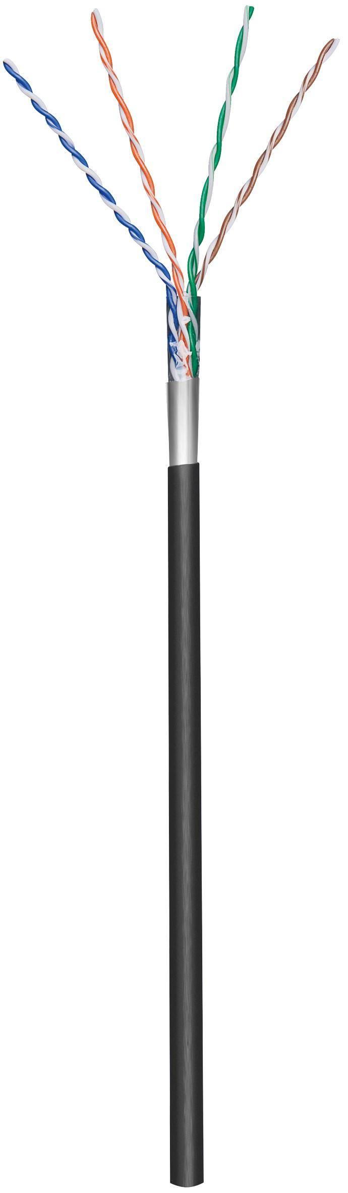 CAT 5e Outdoor Netzwerkkabel, F/UTP, Schwarz, 100 m - CCA Kupfergemisch, AWG 26/7 (stranded), PE