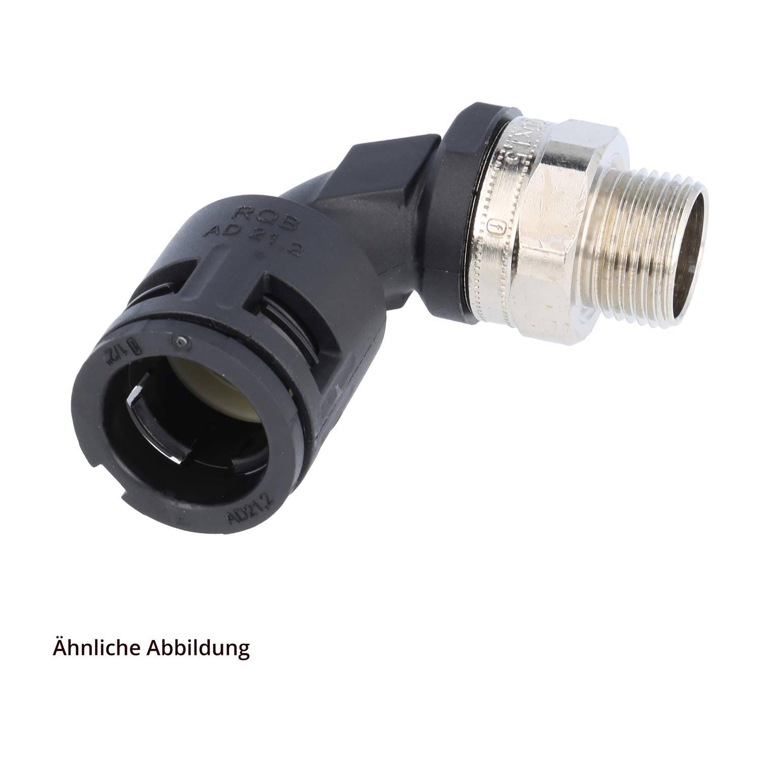 FLEXA RQBK90DR-M Schnellverschraubung 90 Grad Bogen Gewinde M20x1,5 für Schlauch-Außendurchmesser 21,2mm hochdichtend