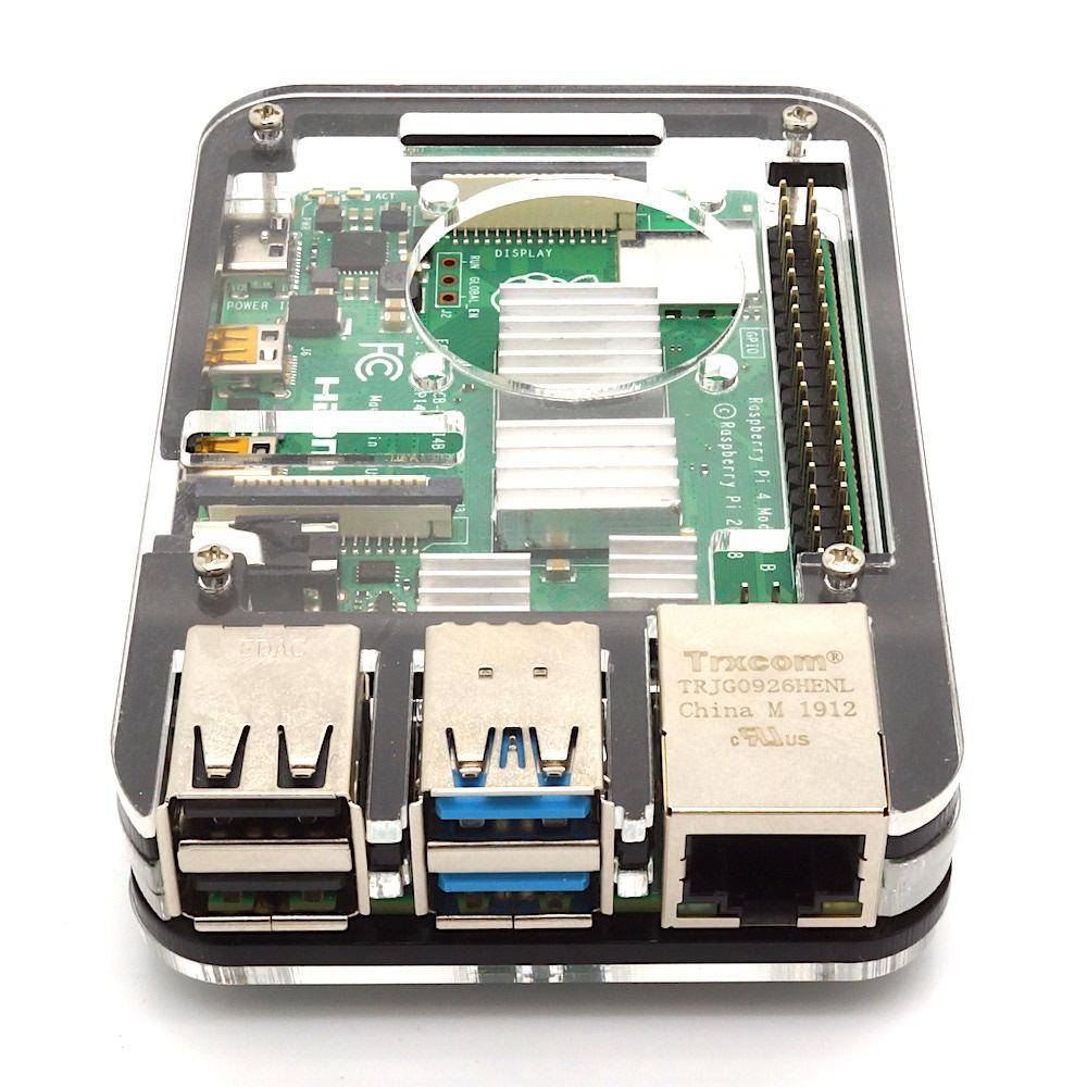 Slim Acryl Gehäuse für Raspberry Pi 4, stackable, transparent/schwarz