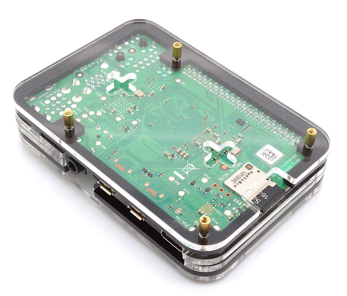 Slim Acryl Gehäuse für Raspberry Pi 4, stackable, transparent/schwarz