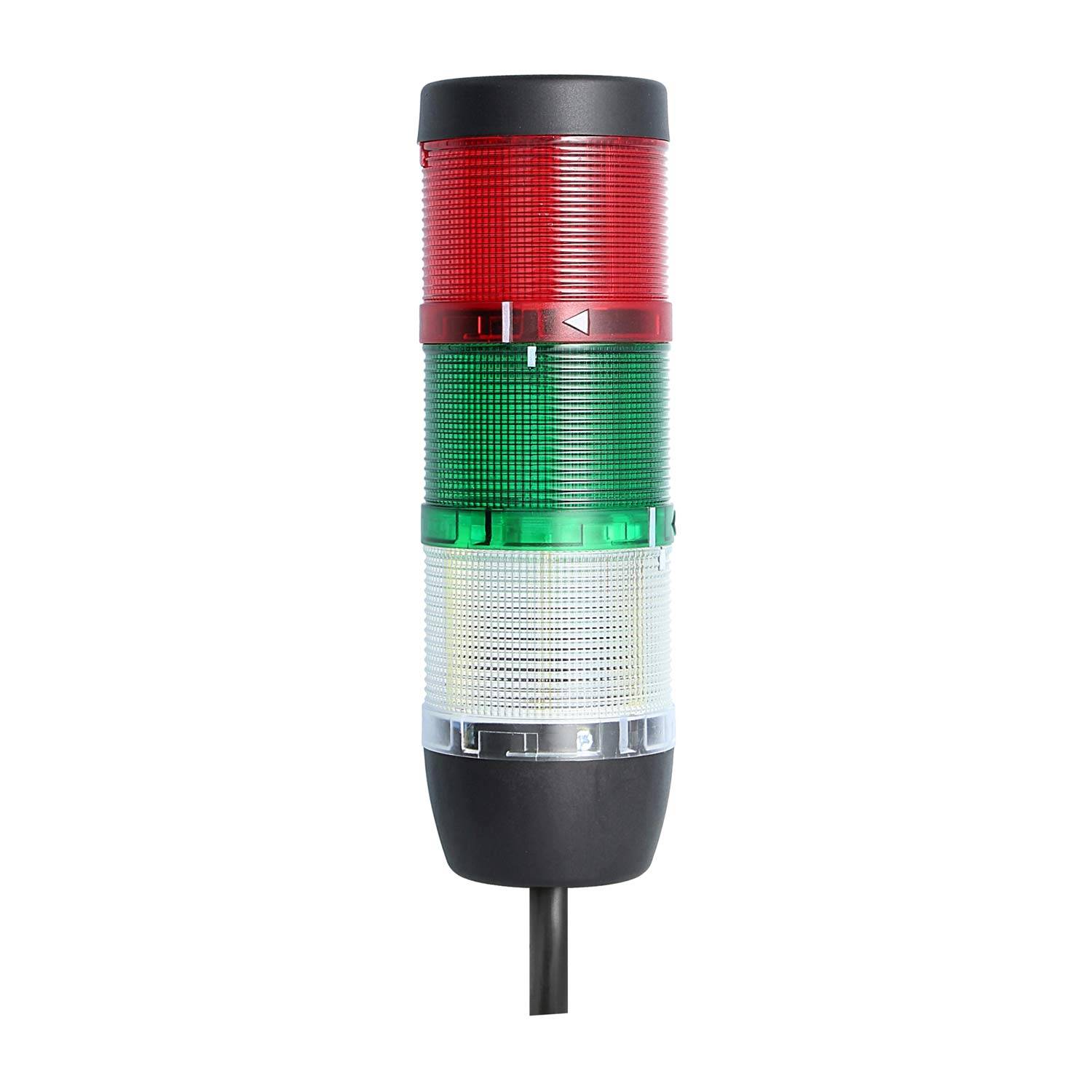 135462 STEX24 Signalsäule weiß-grün-rot, 70mm, 24V AC/DC, LED-Blinklicht Kabel 10,0 Meter, SS70-OB3/24 178