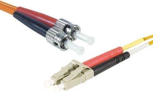 LWL Patchkabel HD, 50/125 µm, OM2-Faser, LC Duplex Stecker/2 x ST Stecker, orange, 1,0 m UPC