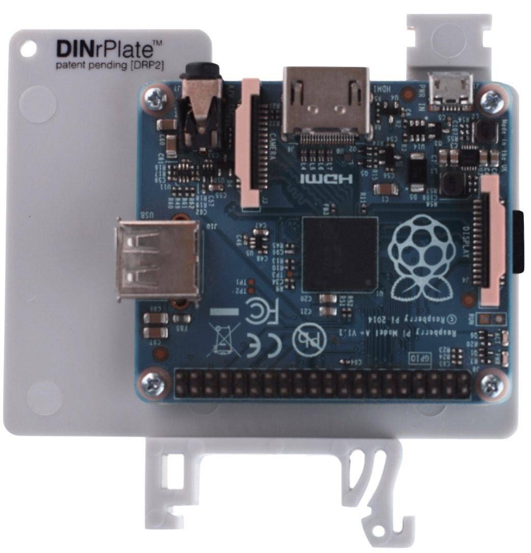 DINrPlate DRP2 - Hutschienenhalter für Raspberry Pi, grau