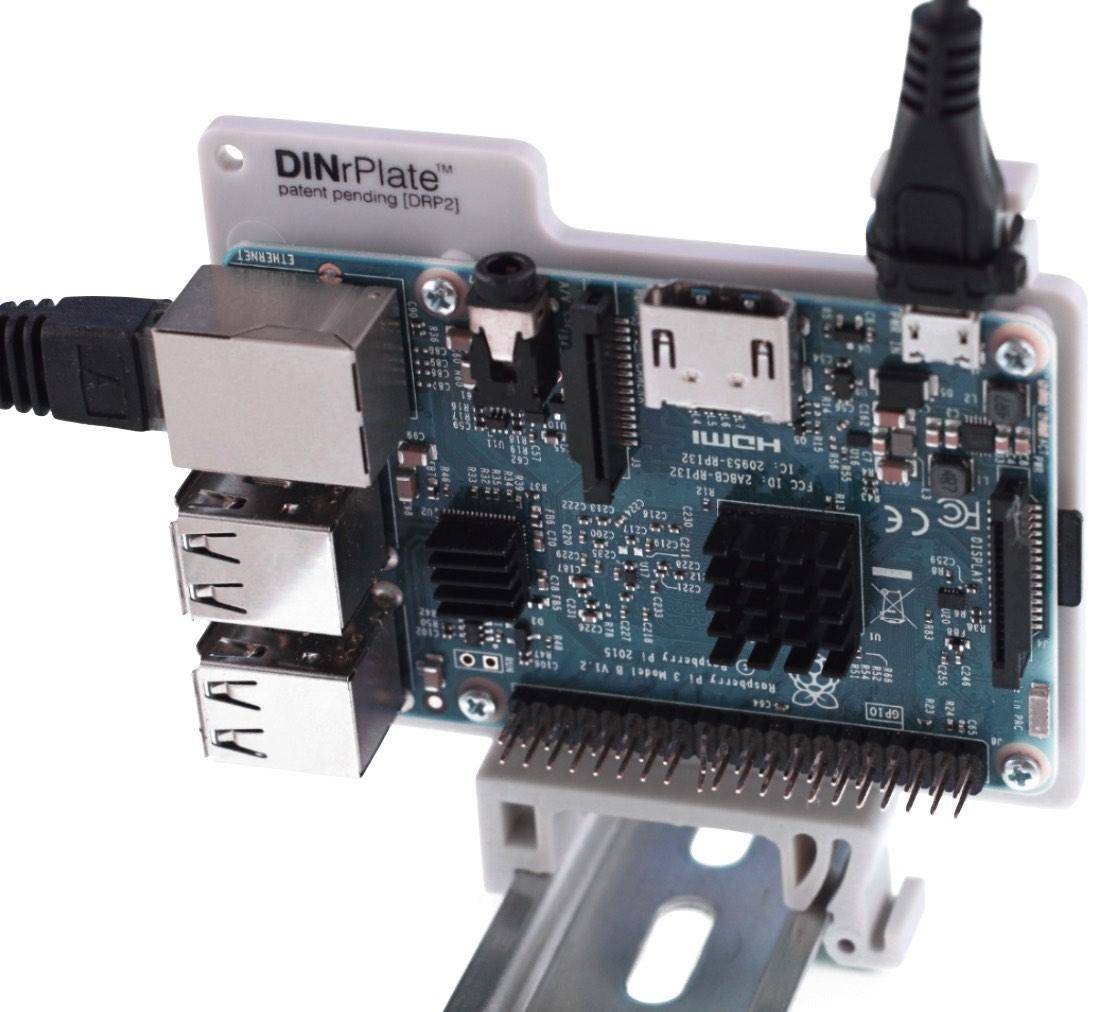 DINrPlate DRP2 - Hutschienenhalter für Raspberry Pi, grau