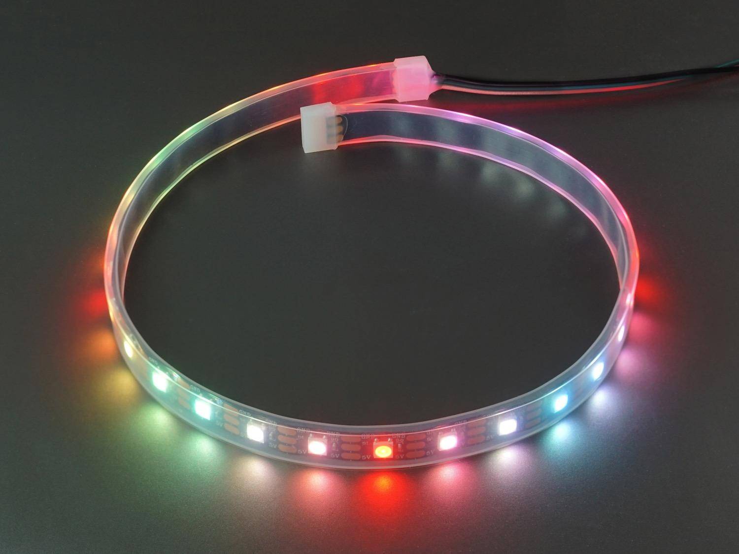 Digitaler LED RGB NeoPixel Stripe, WS2812B, 30 LEDs, adressierbar, IP65, 50 cm, 5V, selbstklebend