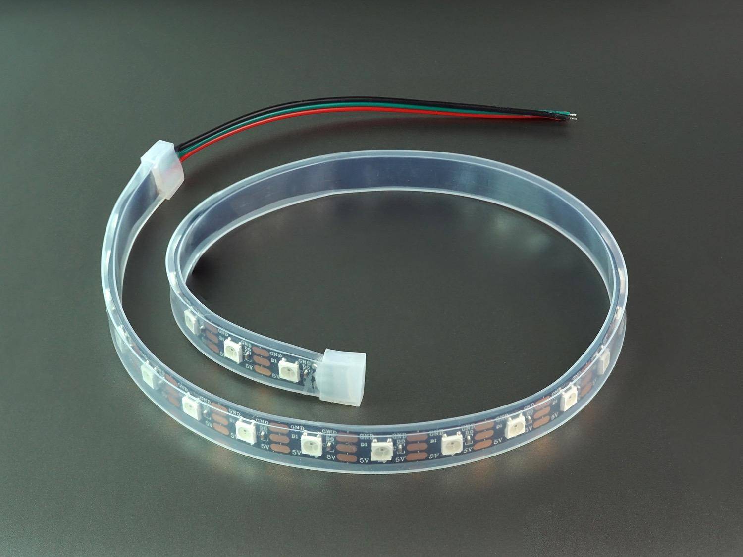 digitaler LED RGB NeoPixel Stripe, IP65 vergossen, 30 LEDs, schwarz, 50cm mit Kabelanschluss