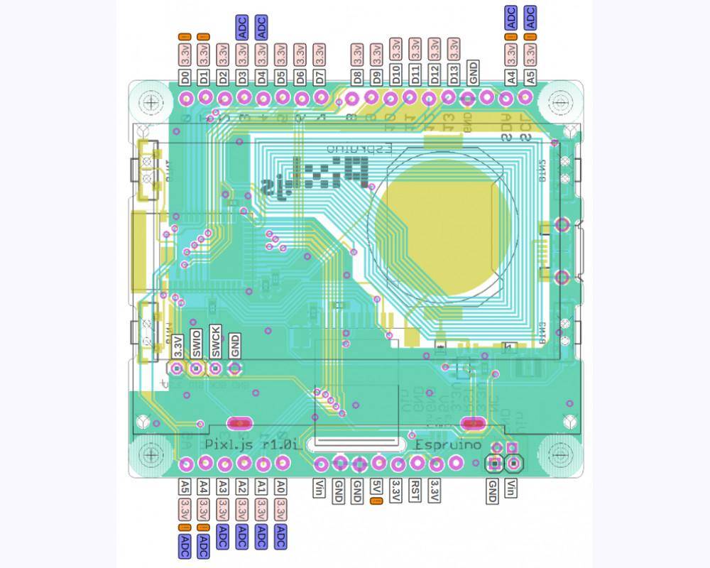 Espruino Pixl.js BLE Mikrocontroller mit Bildschirm, Smart Badge