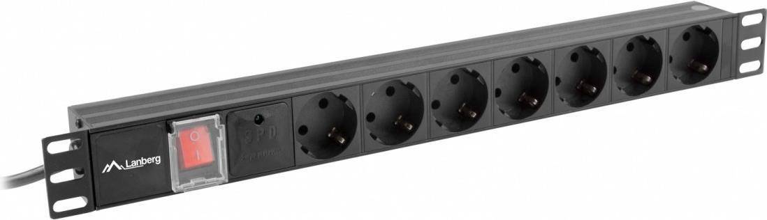 Lanberg PDU Steckdosenleiste 19'' 1U7x Schuko 2m schwarz (PDU-07F-0200-BK)