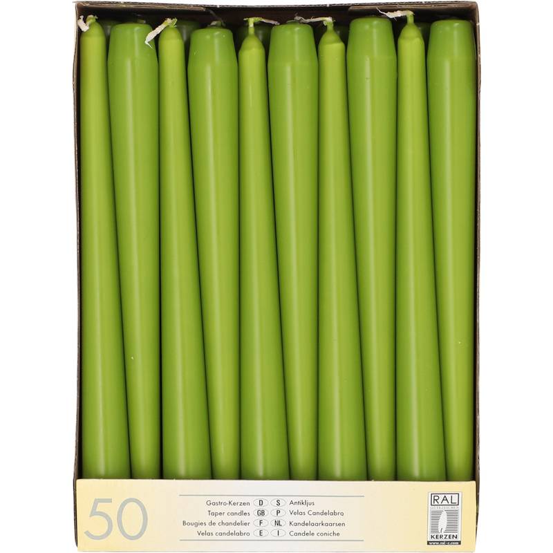 STARPAK Leuchterkerzen, 22 mm, olivgrün, 50er Pack