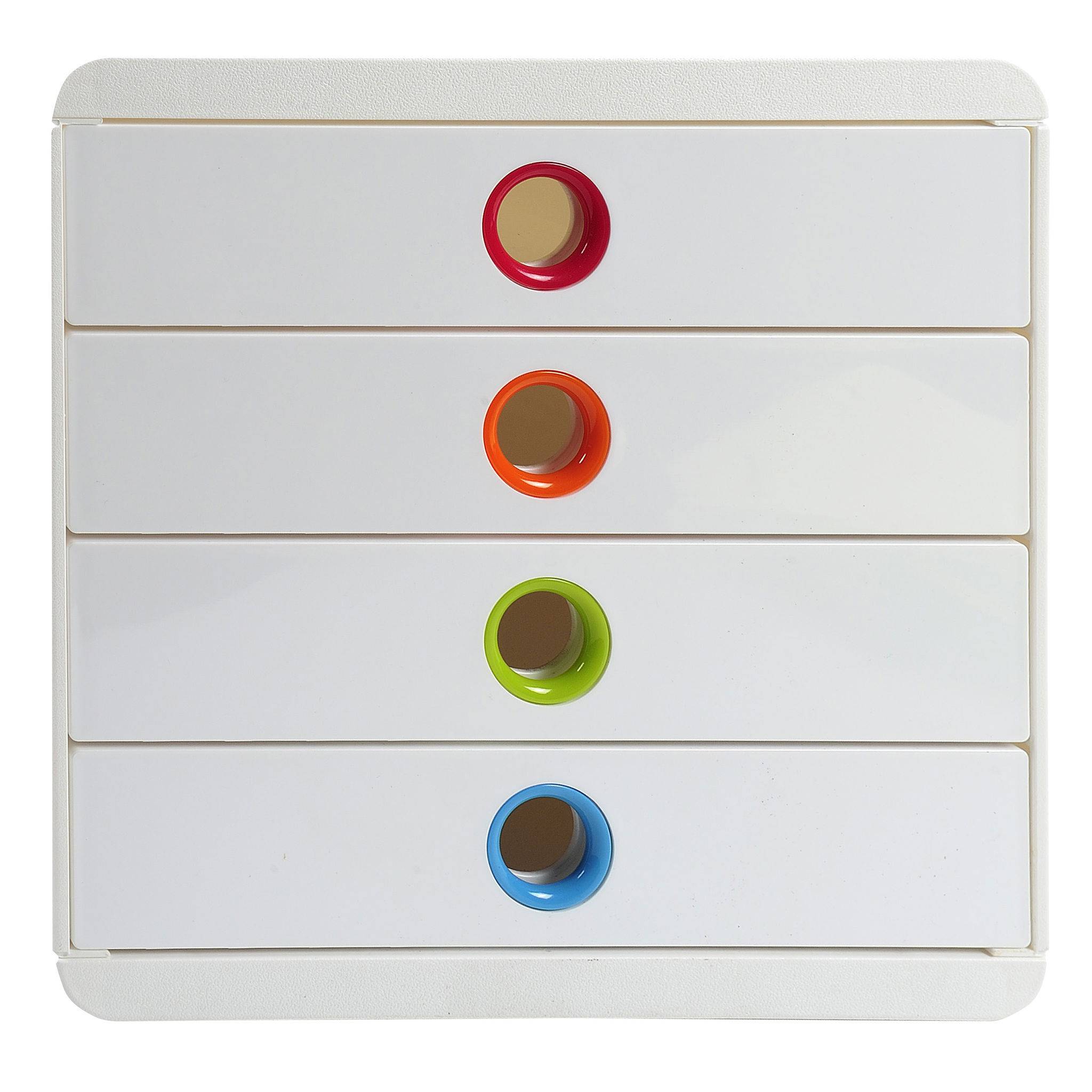 Exacompta Schubladenbox POP-BOX + 4 geschlossenen Laden, Weiss/Harlekin, 314398D