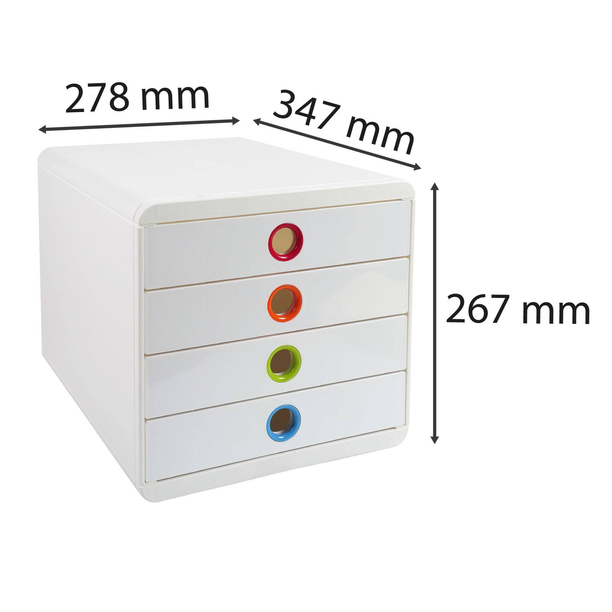 Exacompta Schubladenbox POP-BOX + 4 geschlossenen Laden, Weiss/Harlekin, 314398D