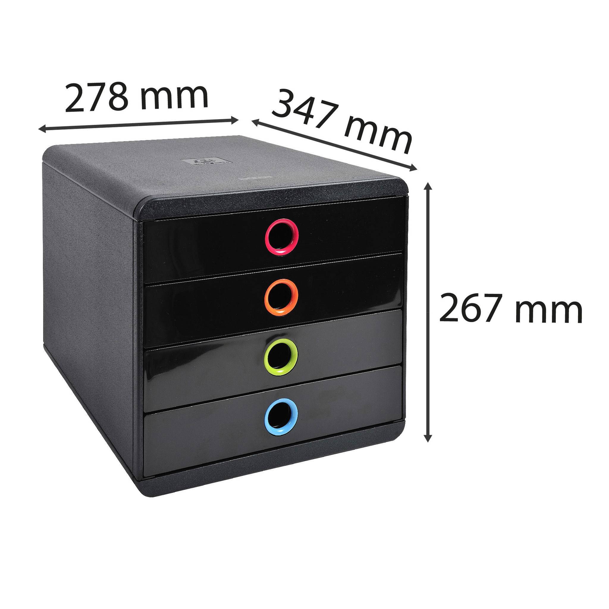 Exacompta Schubladenbox POP-BOX + 4 geschlossenen Laden Schwarz/Harlekin 314498D
