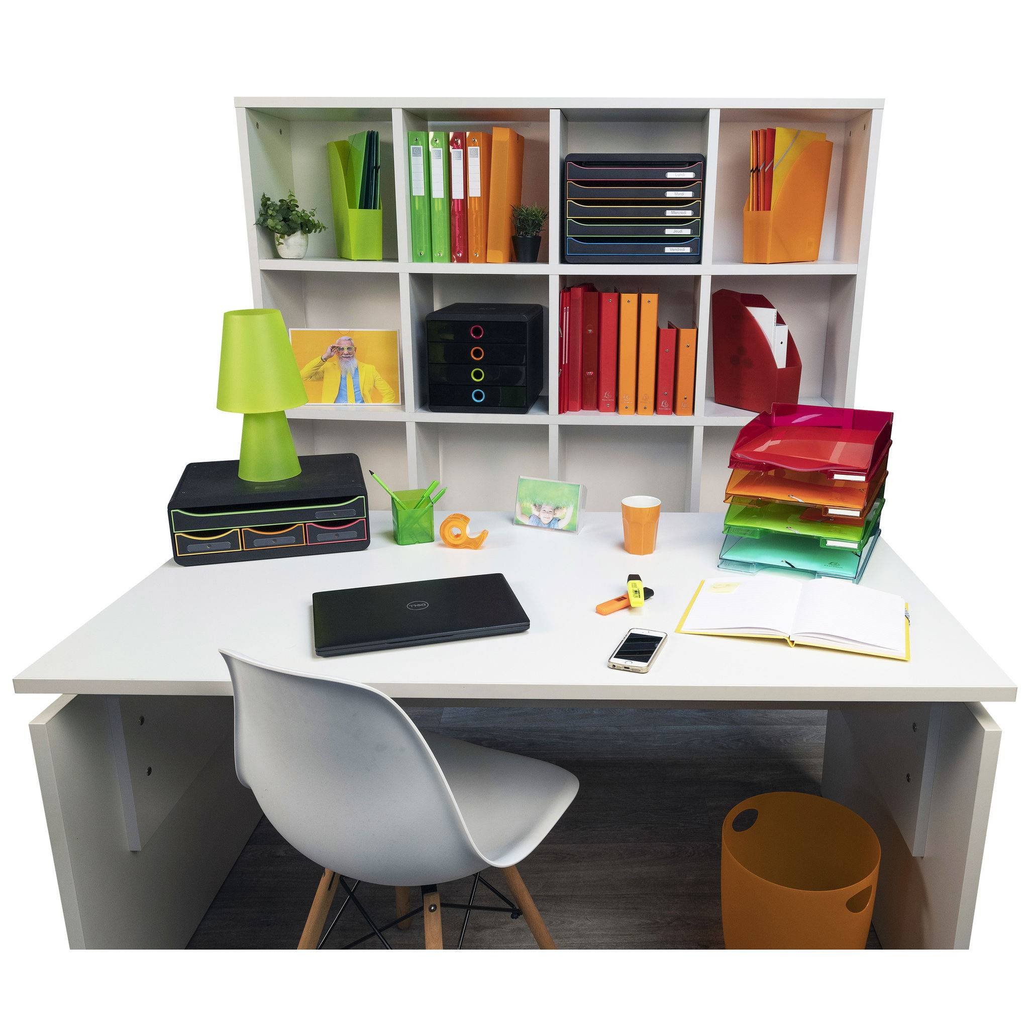 Exacompta Schubladenbox POP-BOX + 4 geschlossenen Laden Schwarz/Harlekin 314498D