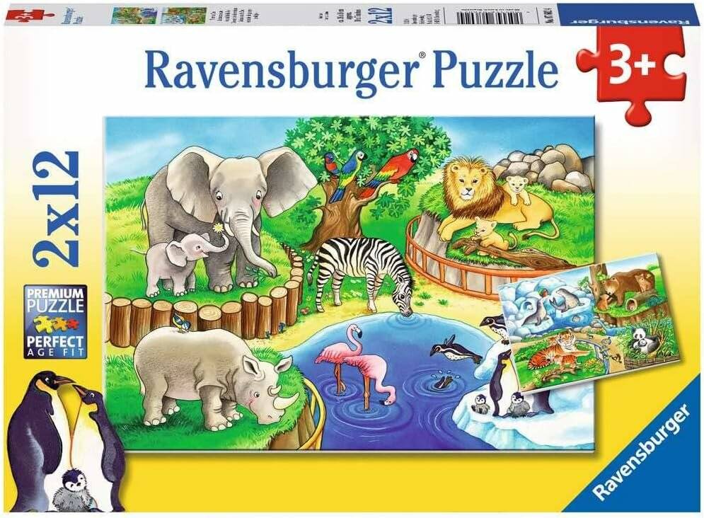 RAVENSBURGER Puzzle Tiere im Zoo 2x12 Teile