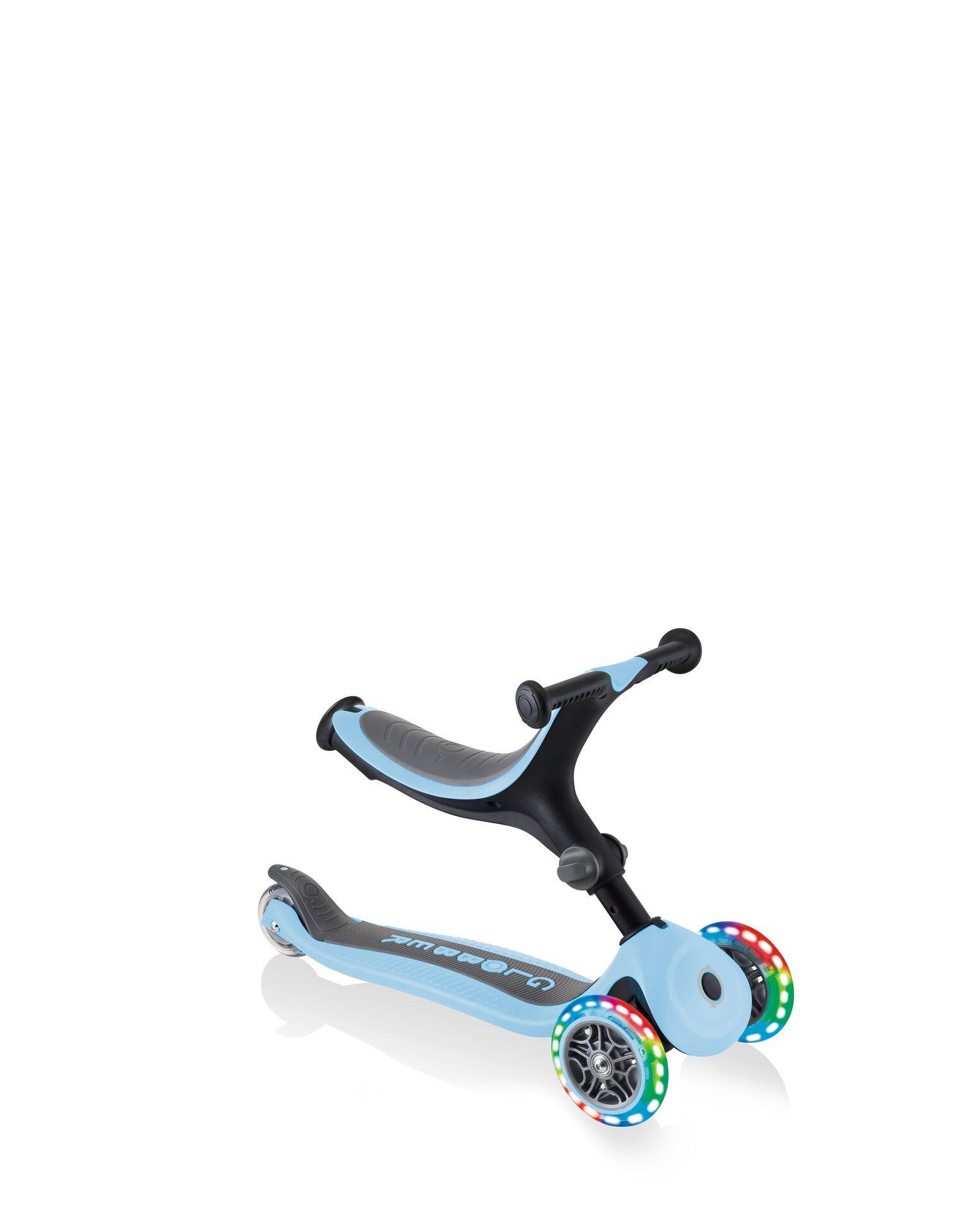 GLOBBER GO-UP FOLDABLE LIGHTS pastellblau, mit Leuchtrollen