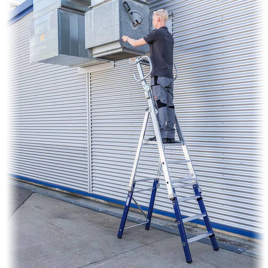 MUNK Plattformleiter steckbar Grundelement 3 Stufen und klappbaren Handgriffen