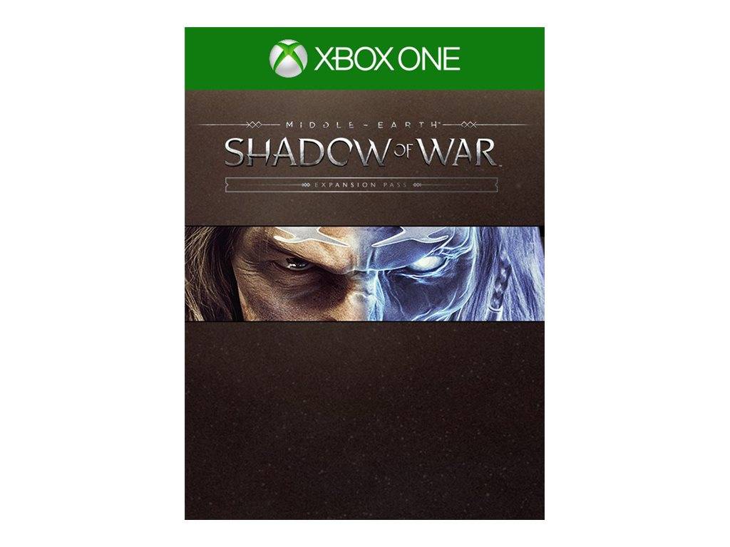 Xbox One-Erweiterungspass für 'Mittelerde: Schatten des Krieges' mit einem Nahaufnahme-Porträt eines Charakters mit intensivem Blick.