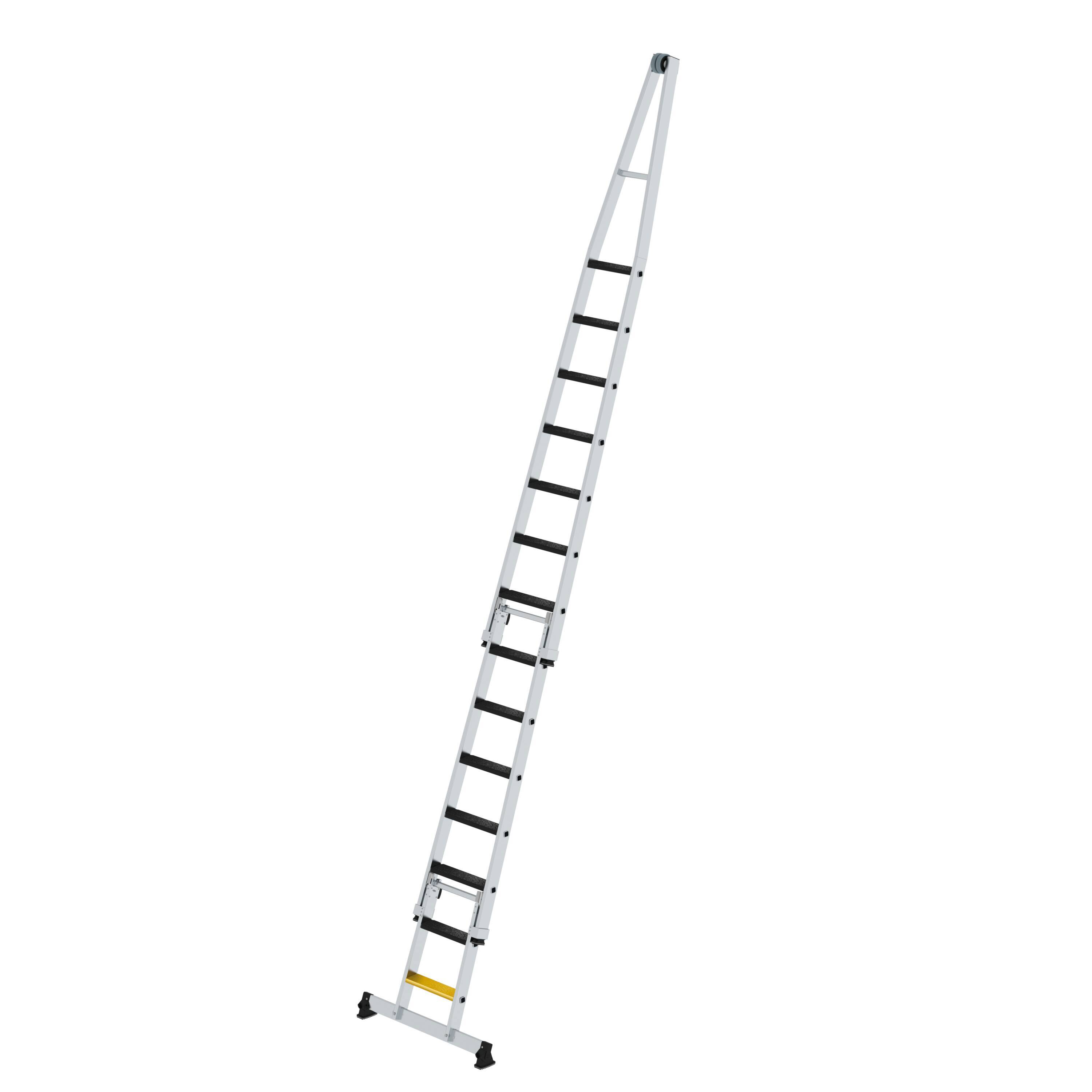 Munk Stufen-Glasreinigerleiter-Satz mit nivello®-Traverse und clip-step R13 Kombi mit