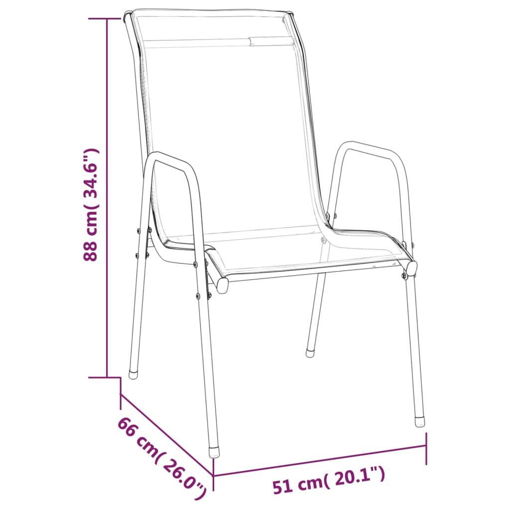 vidaXL Gartenstühle 2 Stk. Stahl und Textilene Schwarz